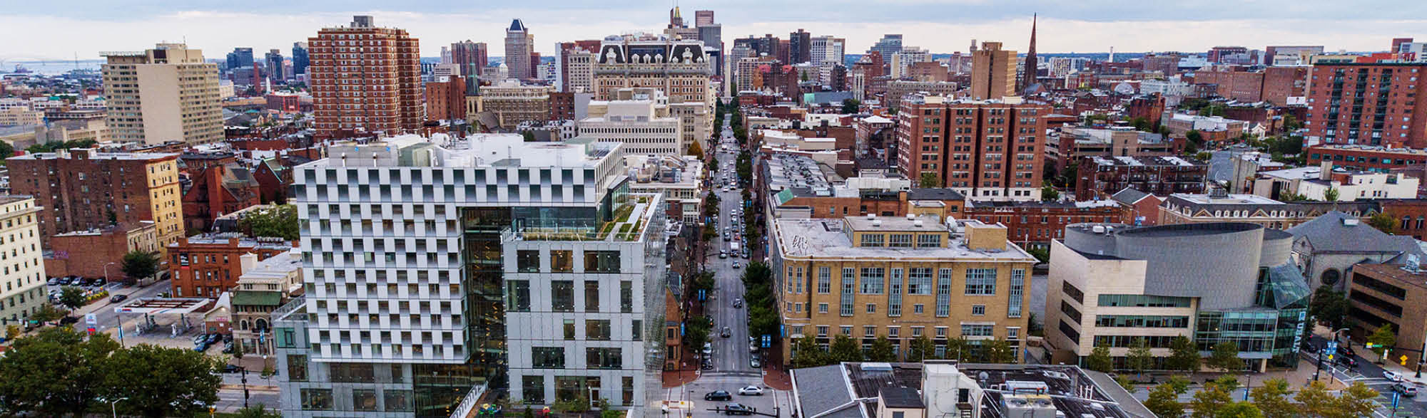 an aerial view of midtown looking toward Mt. Vernon