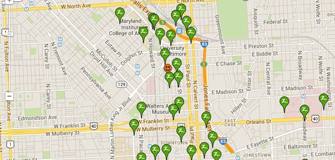 Zipcar map