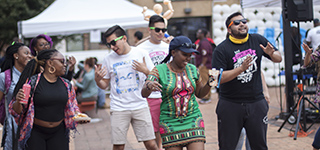 University of Baltimore students enjoying block party