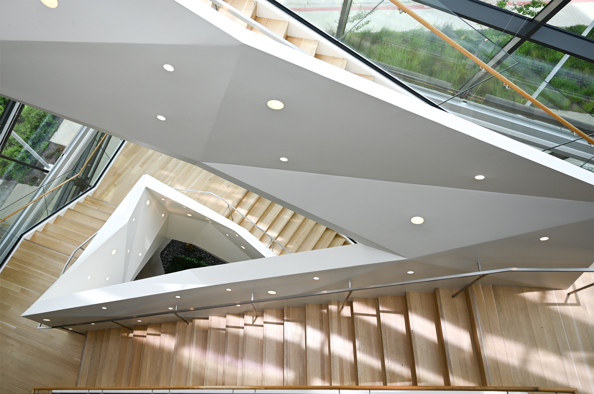 overhead view of atrium stairs